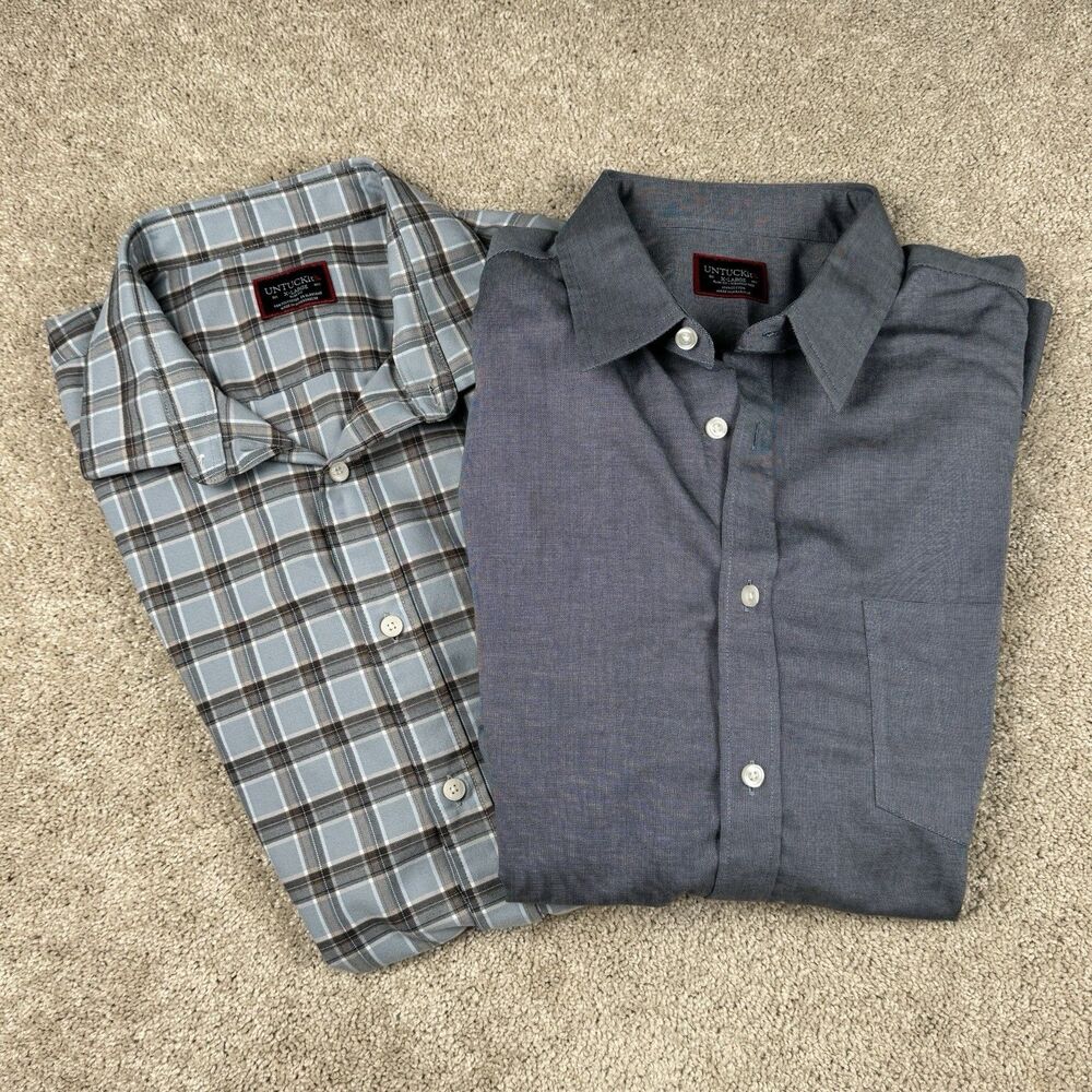 UNTUCKit Slim Fit Flannel Shirt Bundle LOT OF 2 Plaid Slim Fit Dunato Mens XL